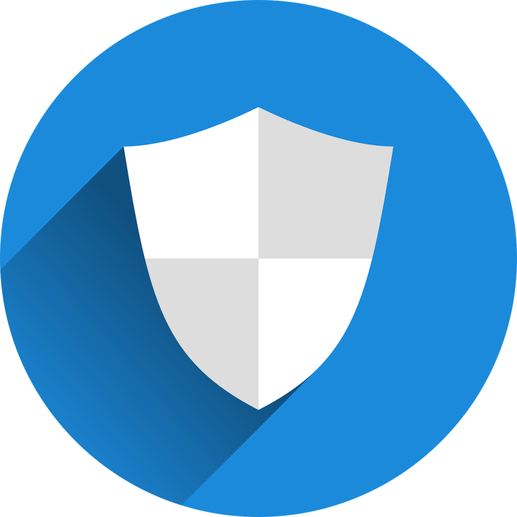 Datenschutzerklärung PRIVACY POLICY, Blauer Kreis mit weißem Schild